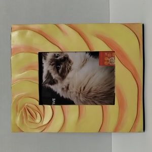 Vintage Terragrafics Picture Frame Carved Resin Yellow Rose for 5x7 Photo